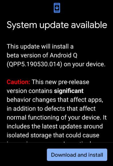 Comment installer Android Q Beta 5 sur Pixel