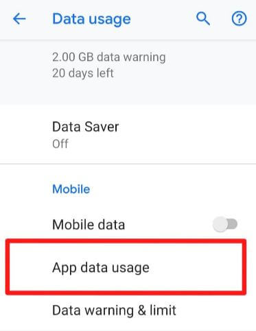 Utilisation des données de l'application Android Pie