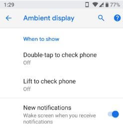 Comment utiliser l'affichage ambiant dans Android P 9.0