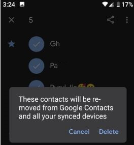 Supprimer tous les contacts d'Android 9