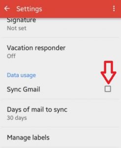 désactiver la synchronisation Gmail android sucette