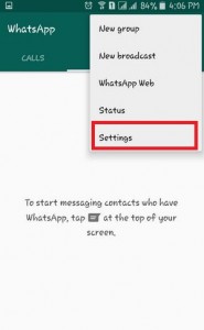 Sélectionnez l'option de réglage sur WhatsApp