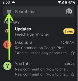 Comment activer le mode sombre de Gmail Android 10