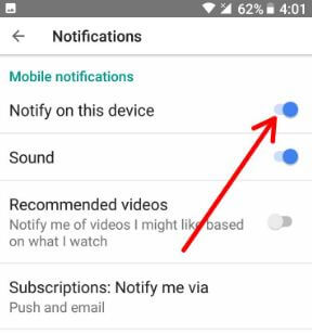 Désactiver les notifications d'applications YouTube sur les appareils Android