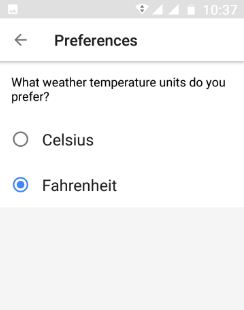 Définir la température météo sur Fahrenheit dans Ma journée