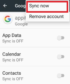 Synchronisez l'application dans votre nougat Android