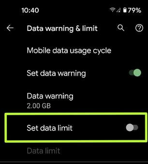 Définir une limite de données sur Google Pixel 4a 5G