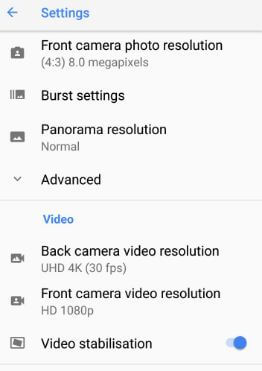 Paramètres vidéo de la caméra Google Pixel